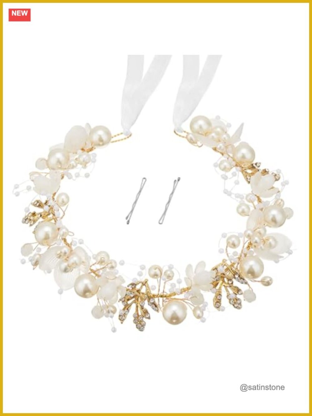 Handmade Pearl Crystal Flower Girl Headpiece Wedding Communion Hair Accessory